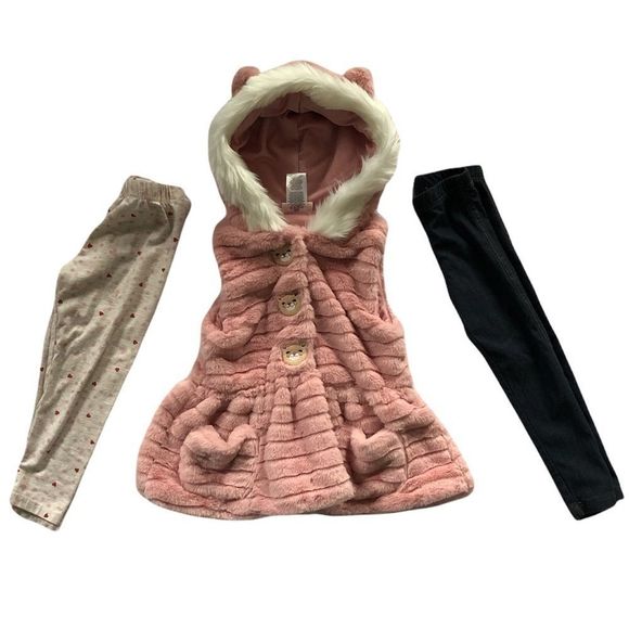 Little Lass Other - Little Lass Bear Vest + Leggings Outfit